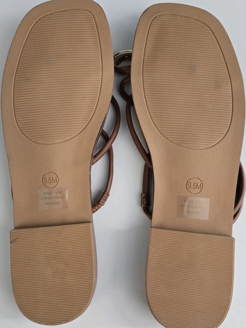 Camila Coelho Brown Strappy Sandals Gold‎ Accent Square Toe Size 9.5